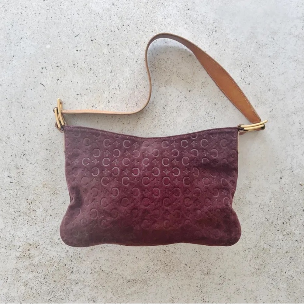 🌾 CELINE Suede Macadam Shoulder Bag Purse
